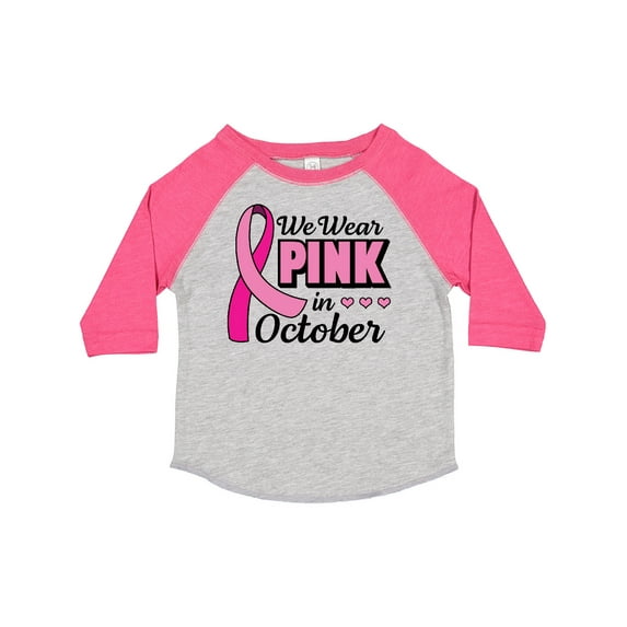 Inktastic Breast Cancer Awareness We Wear Pink in October Girls Toddler T-Shirt