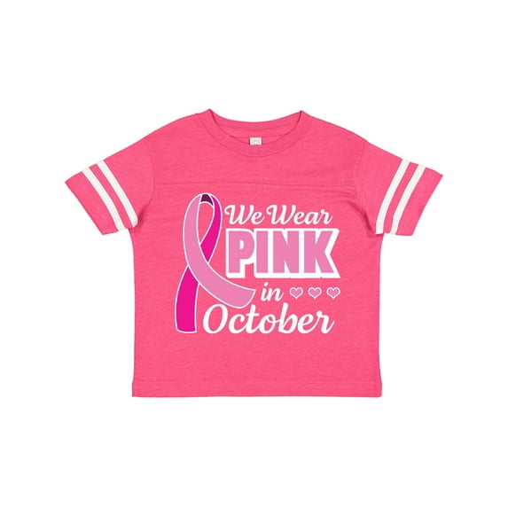 Inktastic Breast Cancer Awareness We Wear Pink in October Girls Toddler T-Shirt