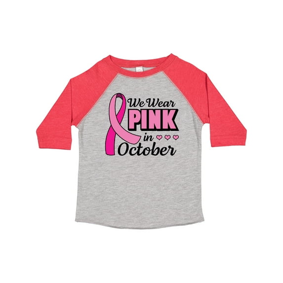 Inktastic Breast Cancer Awareness We Wear Pink in October Girls Toddler T-Shirt
