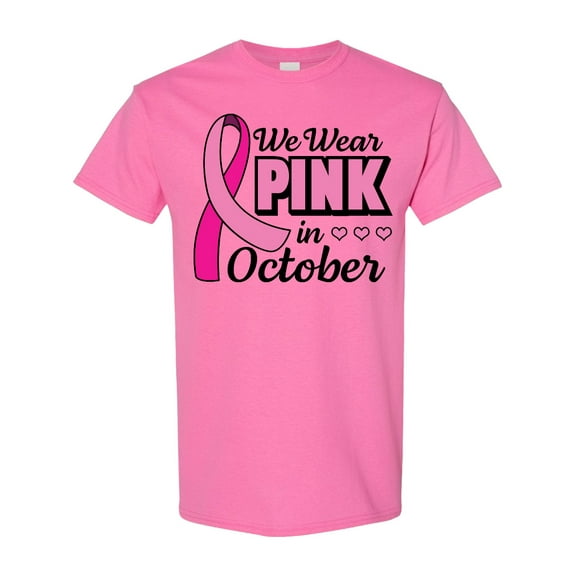 Inktastic Breast Cancer Awareness We Wear Pink in October T-Shirt