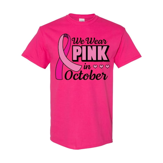 Inktastic Breast Cancer Awareness We Wear Pink in October T-Shirt