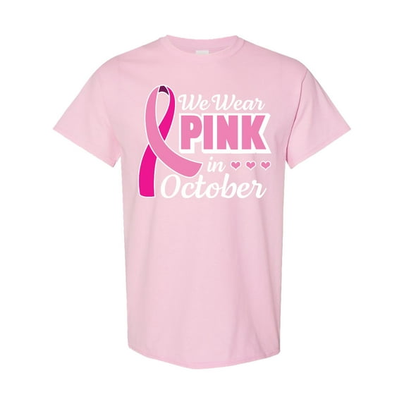 Inktastic Breast Cancer Awareness We Wear Pink in October T-Shirt