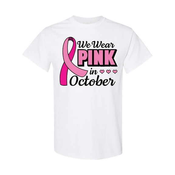 Inktastic Breast Cancer Awareness We Wear Pink in October T-Shirt