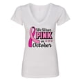 thumbnail image 1 of Inktastic Breast Cancer Awareness We Wear Pink in October Women's V-Neck T-Shirt, 1 of 5