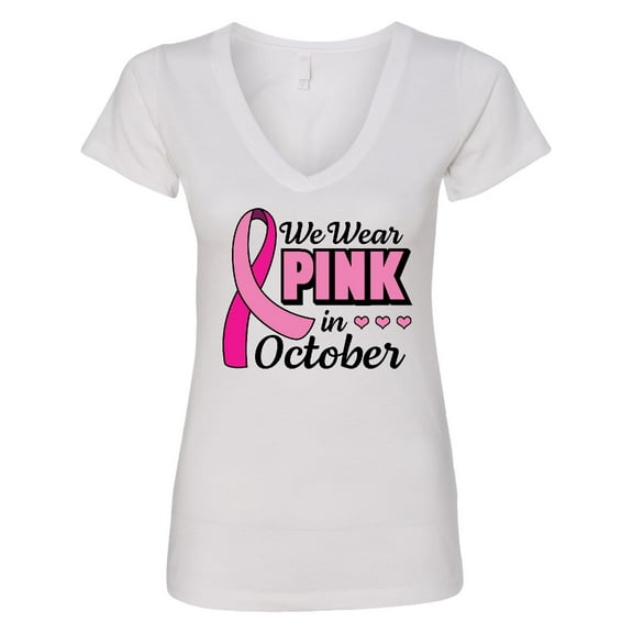Inktastic Breast Cancer Awareness We Wear Pink in October Women's V-Neck T-Shirt