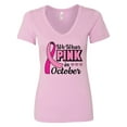 thumbnail image 1 of Inktastic Breast Cancer Awareness We Wear Pink in October Women's V-Neck T-Shirt, 1 of 5