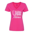 thumbnail image 1 of Inktastic Breast Cancer Awareness We Wear Pink in October Women's V-Neck T-Shirt, 1 of 5
