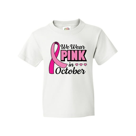 Inktastic Breast Cancer Awareness We Wear Pink in October Youth T-Shirt