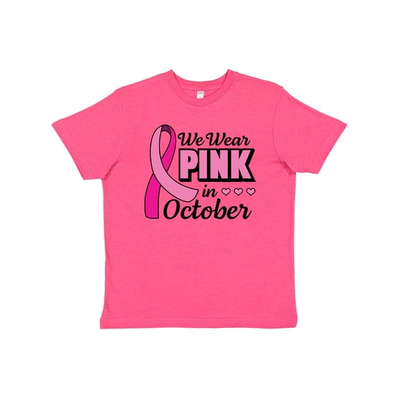 Inktastic Breast Cancer Awareness We Wear Pink in October Youth T-Shirt