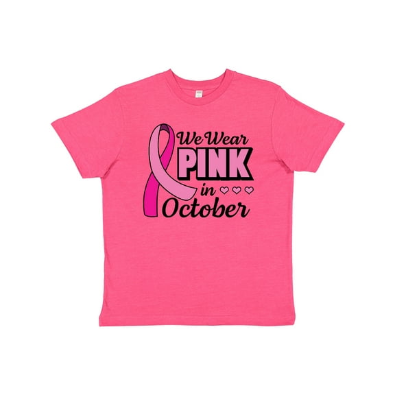 Inktastic Breast Cancer Awareness We Wear Pink in October Youth T-Shirt