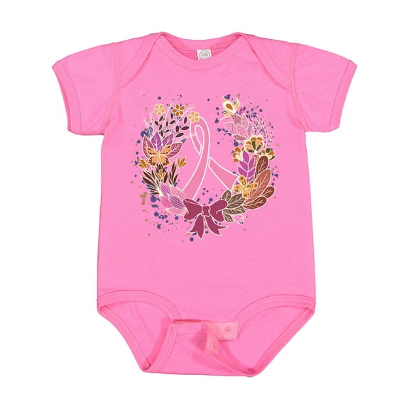 Inktastic Breast Cancer Awareness Wreath Pink Ribbon Girls Baby Bodysuit