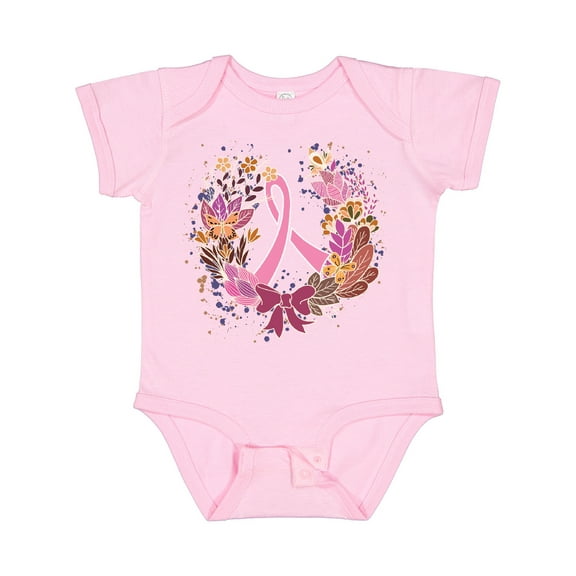 Inktastic Breast Cancer Awareness Wreath Pink Ribbon Girls Baby Bodysuit