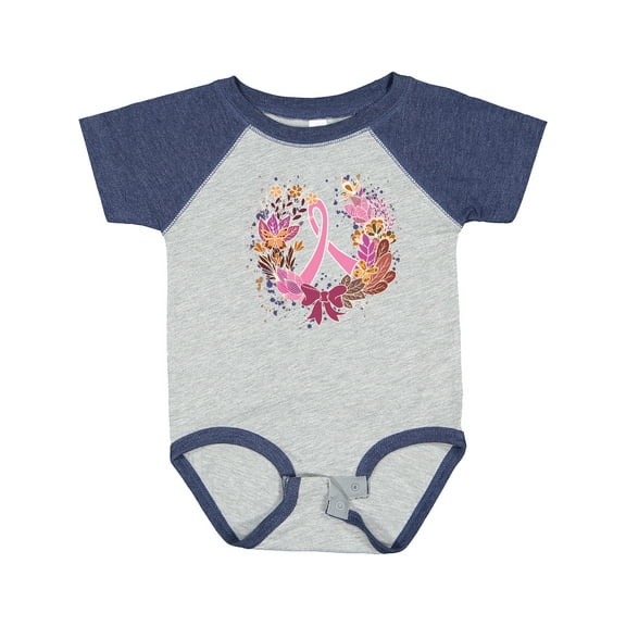 Inktastic Breast Cancer Awareness Wreath Pink Ribbon Girls Baby Bodysuit