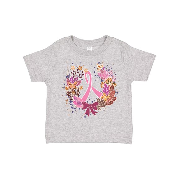 Inktastic Breast Cancer Awareness Wreath Pink Ribbon Girls Toddler T-Shirt