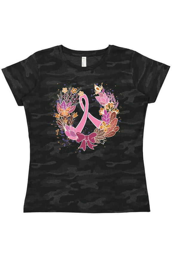 Breast Cancer Awareness Wreath Pink Ribbon Women's T-Shirt