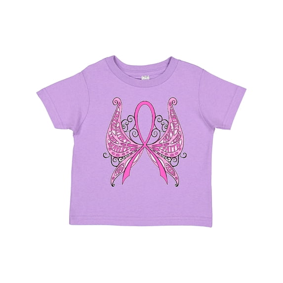 Inktastic Breast Cancer Awareness with Butterfly Ribbon Words Boys or Girls Toddler T-Shirt