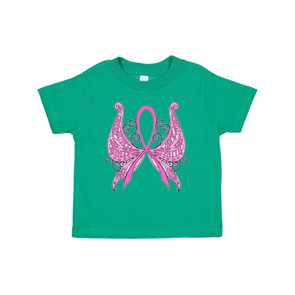 Inktastic Breast Cancer Awareness with Butterfly Ribbon Words Boys or Girls Toddler T-Shirt