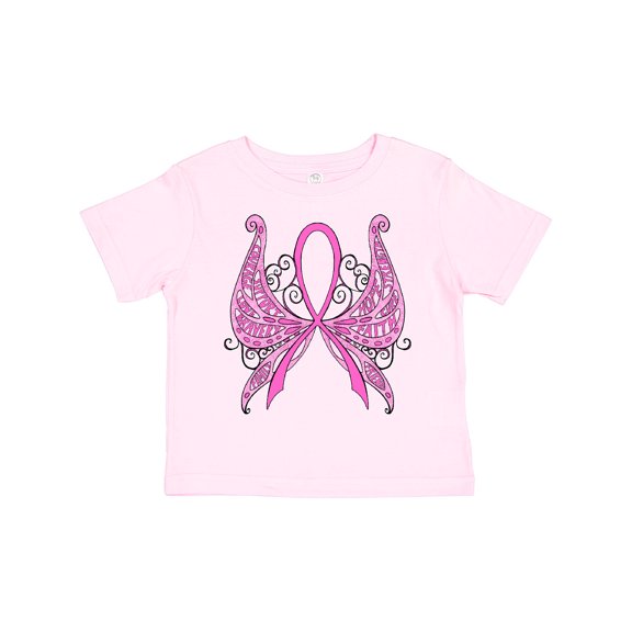 Inktastic Breast Cancer Awareness with Butterfly Ribbon Words Boys or Girls Toddler T-Shirt