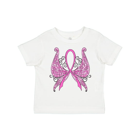 Inktastic Breast Cancer Awareness with Butterfly Ribbon Words Boys or Girls Toddler T-Shirt