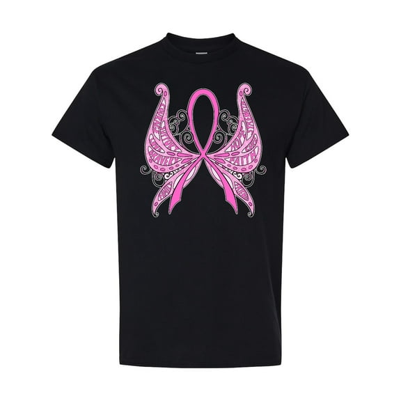 Inktastic Breast Cancer Awareness with Butterfly Ribbon Words T-Shirt