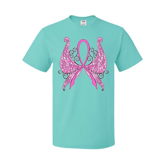 Inktastic Breast Cancer Awareness with Butterfly Ribbon Words T-Shirt