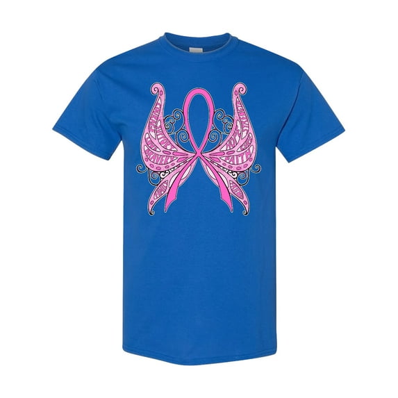 Inktastic Breast Cancer Awareness with Butterfly Ribbon Words T-Shirt