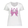 thumbnail image 1 of Inktastic Breast Cancer Awareness with Butterfly Ribbon Words Women's Plus Size T-Shirt, 1 of 5
