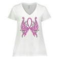 thumbnail image 1 of Inktastic Breast Cancer Awareness with Butterfly Ribbon Words Women's Plus Size V-Neck T-Shirt, 1 of 5