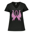 thumbnail image 1 of Inktastic Breast Cancer Awareness with Butterfly Ribbon Words Women's Plus Size V-Neck T-Shirt, 1 of 5