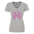 thumbnail image 1 of Inktastic Breast Cancer Awareness with Butterfly Ribbon Words Women's V-Neck T-Shirt, 1 of 5