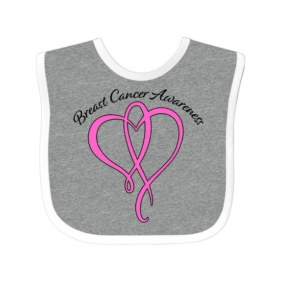 Inktastic Breast Cancer Awareness with Pink Ribbon Heart Boys or Girls Baby Bib