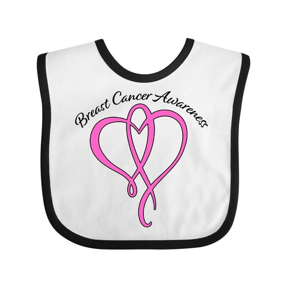 Inktastic Breast Cancer Awareness with Pink Ribbon Heart Boys or Girls Baby Bib