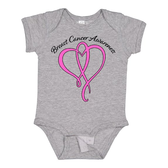 Inktastic Breast Cancer Awareness with Pink Ribbon Heart Boys or Girls Baby Bodysuit