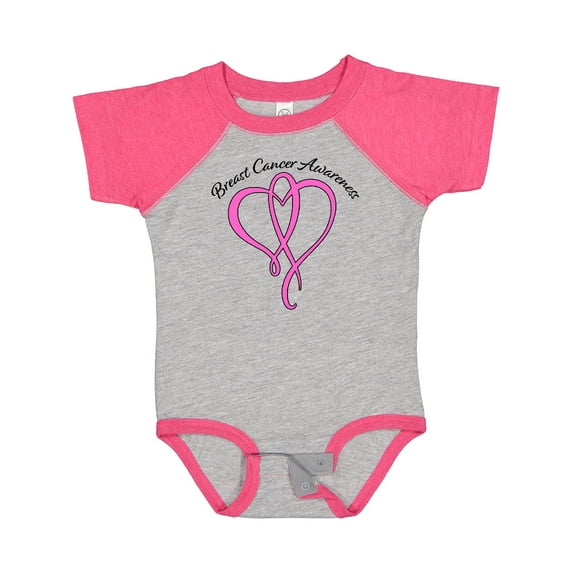 Inktastic Breast Cancer Awareness with Pink Ribbon Heart Boys or Girls Baby Bodysuit