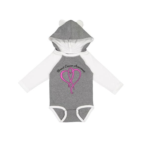 Inktastic Breast Cancer Awareness with Pink Ribbon Heart Boys or Girls Long Sleeve Baby Bodysuit