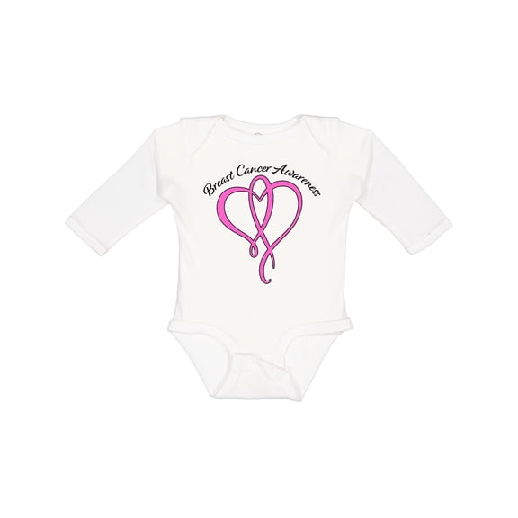 Inktastic Breast Cancer Awareness with Pink Ribbon Heart Boys or Girls Long Sleeve Baby Bodysuit