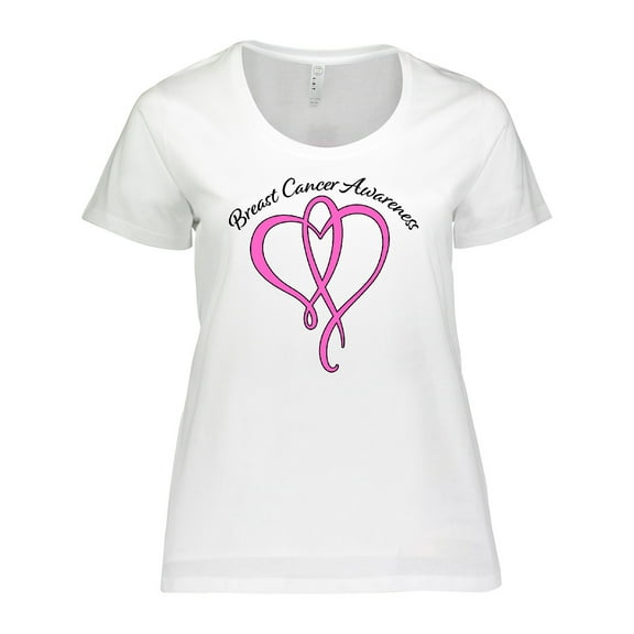 Inktastic Breast Cancer Awareness with Pink Ribbon Heart Women's Plus Size T-Shirt