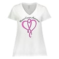 thumbnail image 1 of Inktastic Breast Cancer Awareness with Pink Ribbon Heart Women's Plus Size V-Neck T-Shirt, 1 of 5