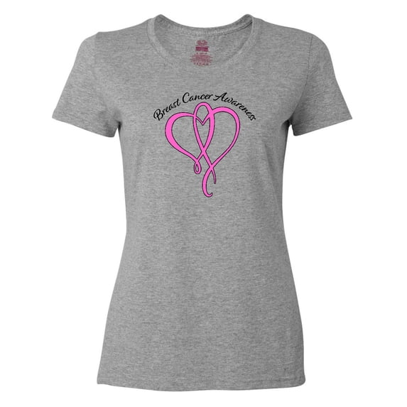 Inktastic Breast Cancer Awareness with Pink Ribbon Heart Women's T-Shirt