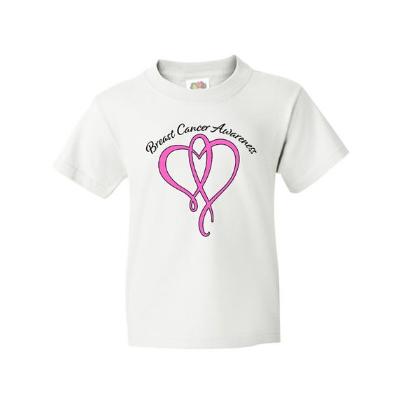Inktastic Breast Cancer Awareness with Pink Ribbon Heart Youth T-Shirt