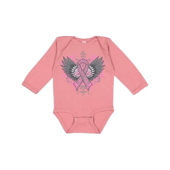 Inktastic Breast Cancer Cool Wings Boys or Girls Long Sleeve Baby Bodysuit