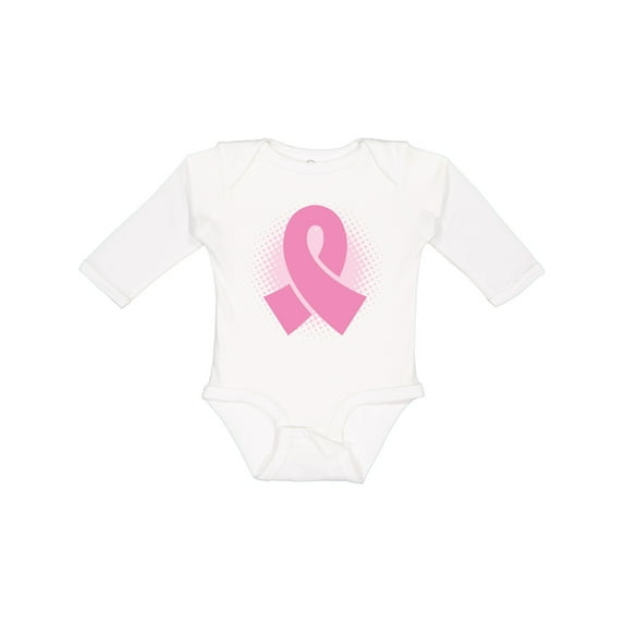 Inktastic Breast Cancer Pink Ribbon Awareness Month Girls Long Sleeve Baby Bodysuit
