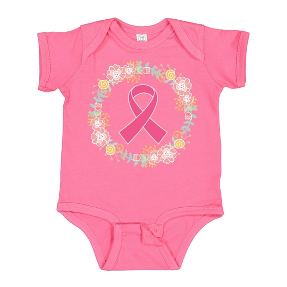 Inktastic Breast Cancer Pink Ribbon Awareness Wreath Girls Baby Bodysuit