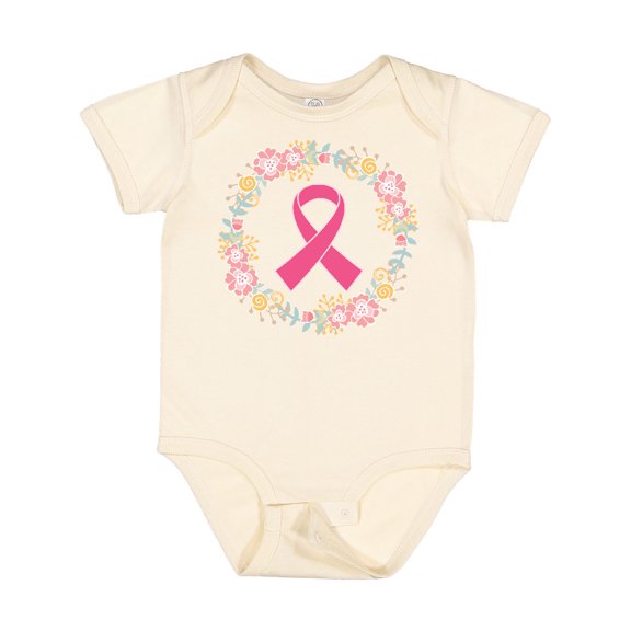 Inktastic Breast Cancer Pink Ribbon Awareness Wreath Girls Baby Bodysuit
