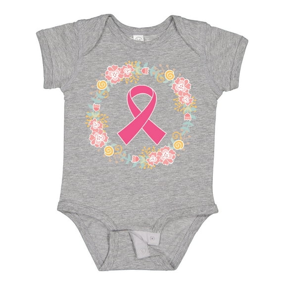 Inktastic Breast Cancer Pink Ribbon Awareness Wreath Girls Baby Bodysuit