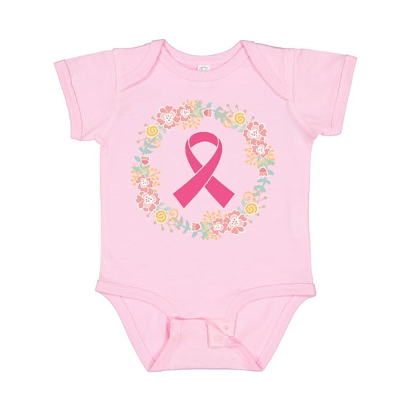 Inktastic Breast Cancer Pink Ribbon Awareness Wreath Girls Baby Bodysuit