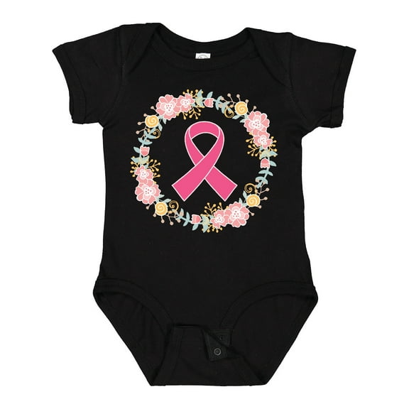 Inktastic Breast Cancer Pink Ribbon Awareness Wreath Girls Baby Bodysuit