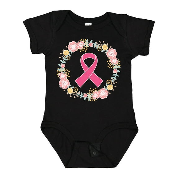Inktastic Breast Cancer Pink Ribbon Awareness Wreath Girls Baby Bodysuit