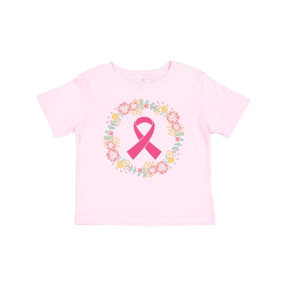 Inktastic Breast Cancer Pink Ribbon Awareness Wreath Girls Baby T-Shirt