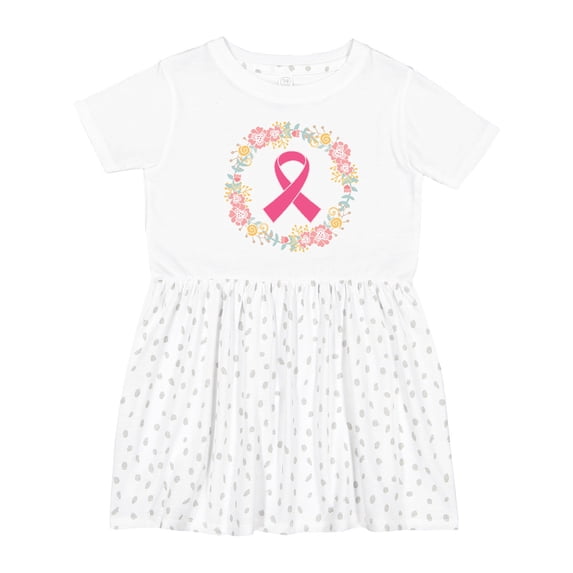 Inktastic Breast Cancer Pink Ribbon Awareness Wreath Girls Toddler Dress